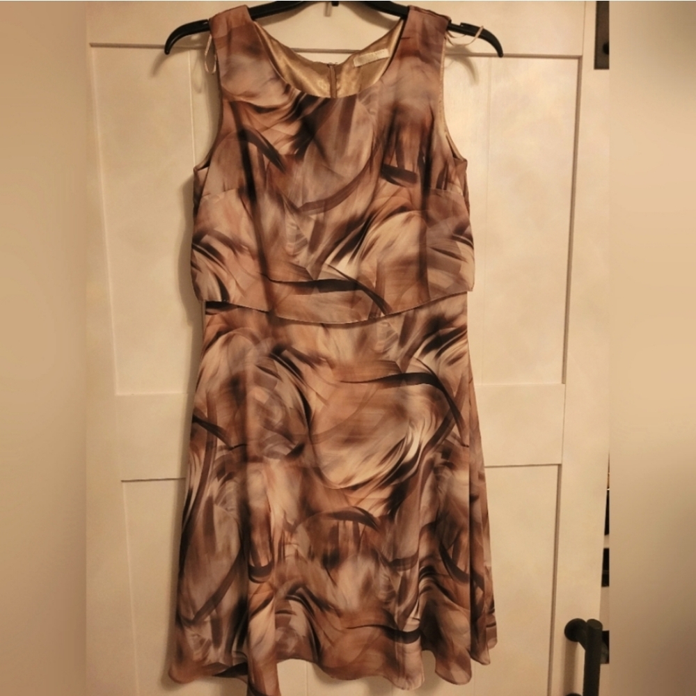 2 for $35 - Jacques Vert Women’s Size 12 Petite Brown Floral Shift Dress